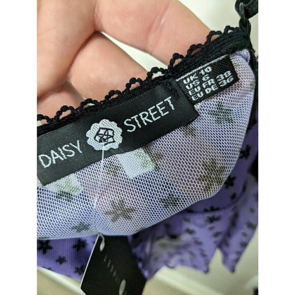 NWT Daisy Street Purple Floral Sheer Mesh Crop Top - Picture 6 of 10